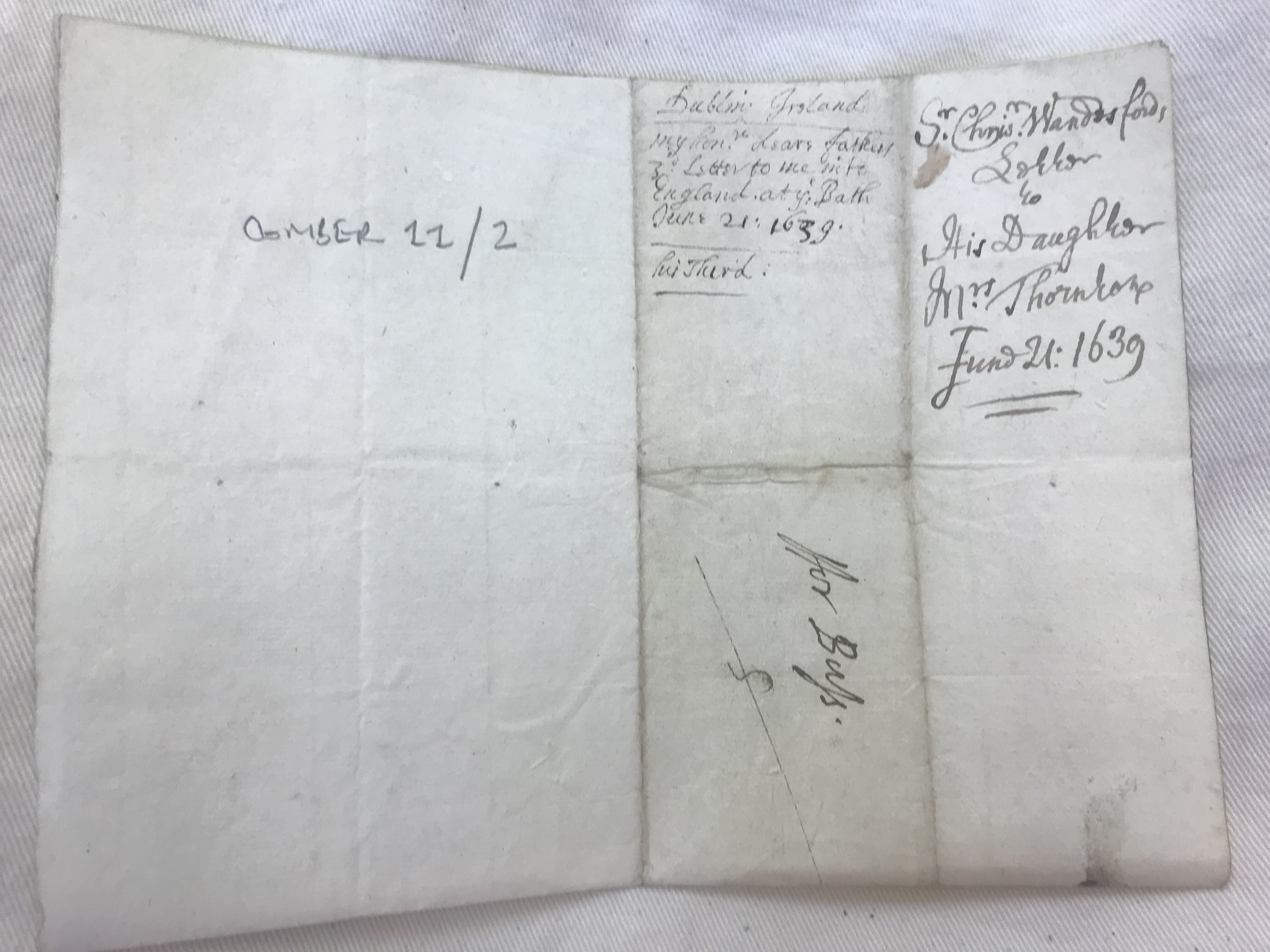 The endorsed side of an old letter