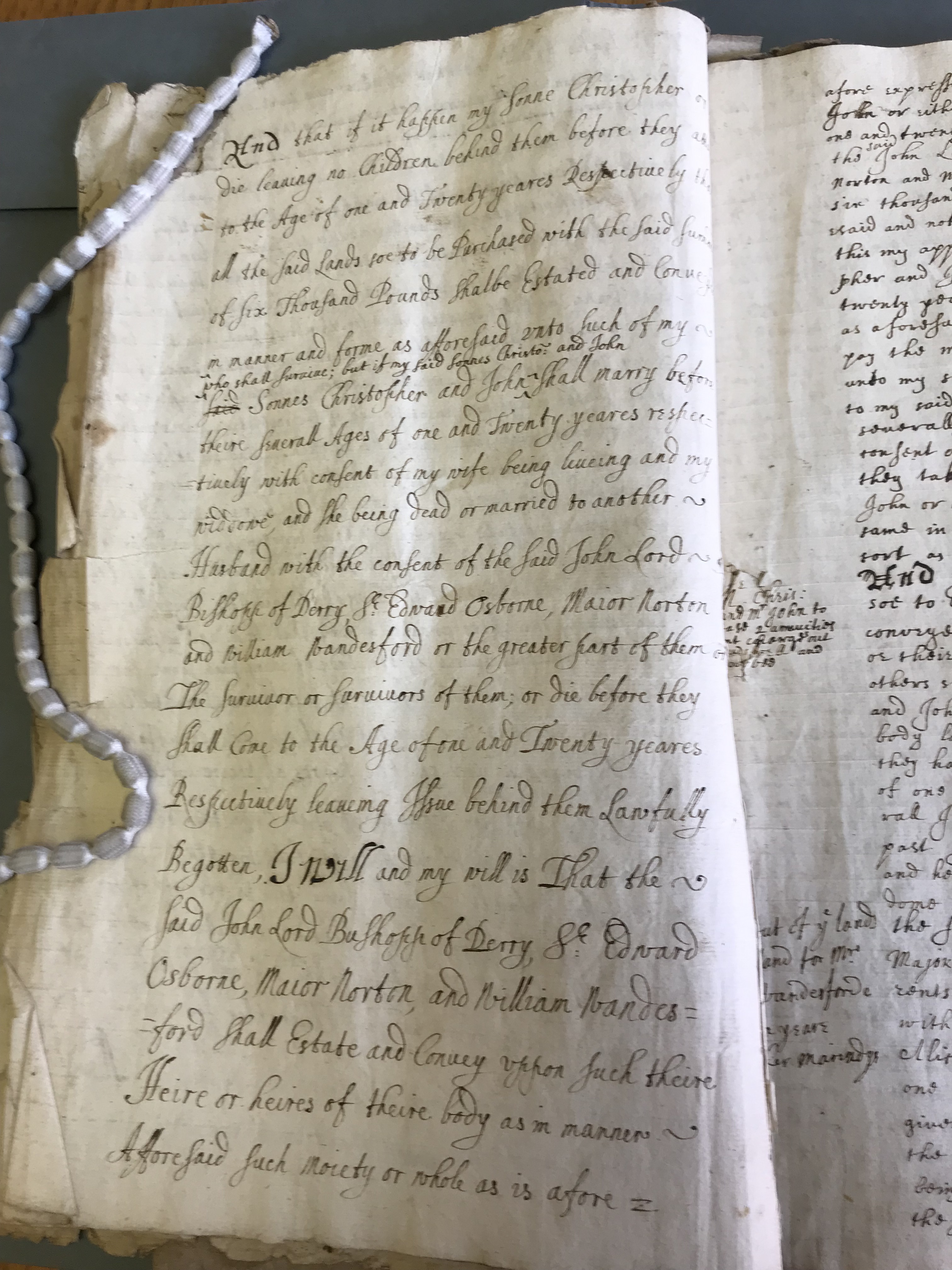 A full page of a 17th century will